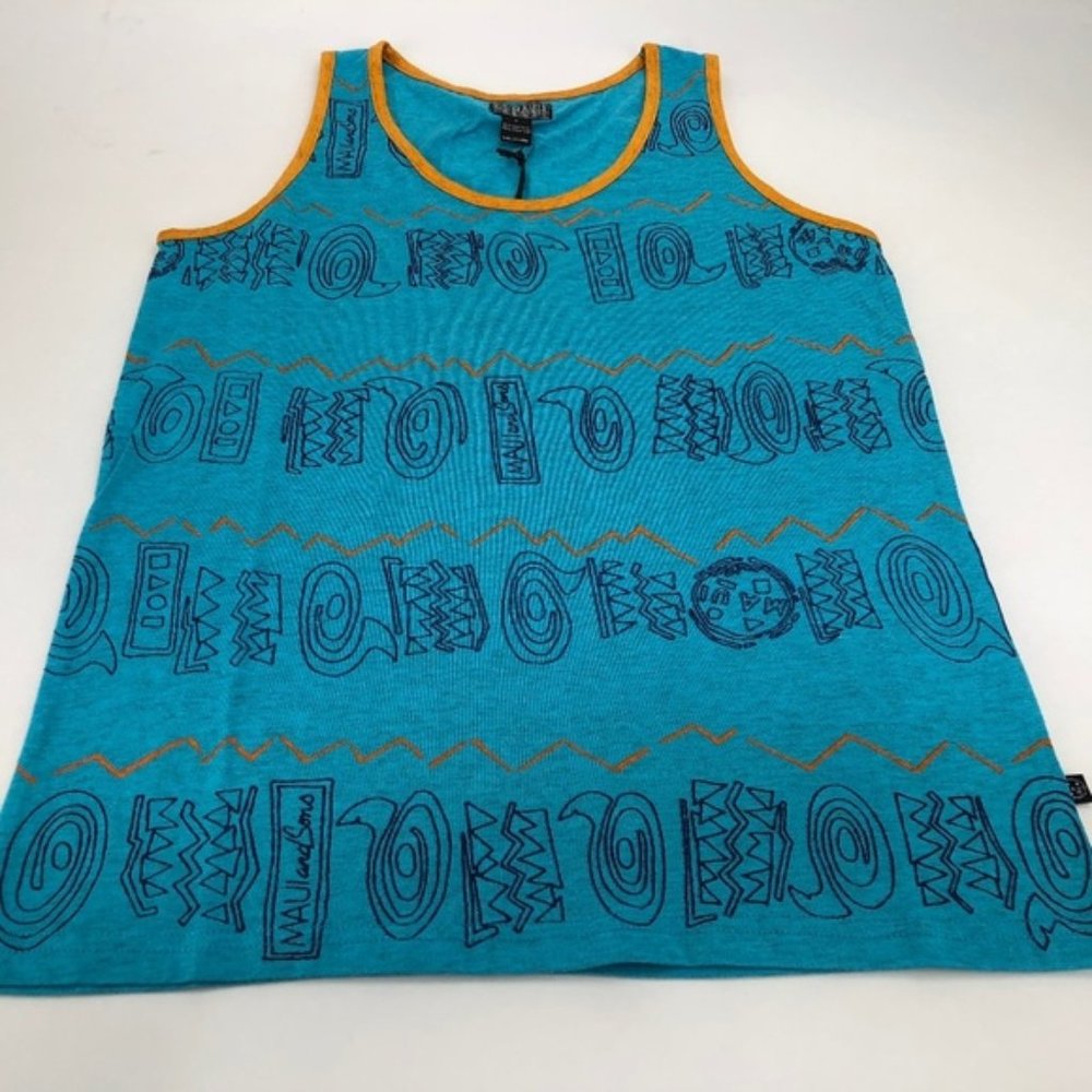 New Maui & Sons "Star White" Men Tank Tops L Blue